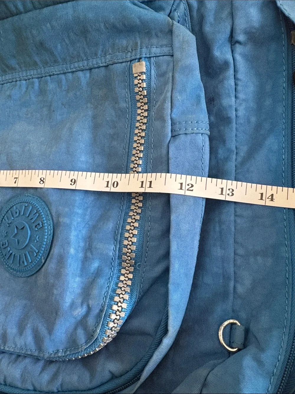 Kipling Sky Blue Nylon Daypack Front Zip Pocket X-Large backpack travel school
